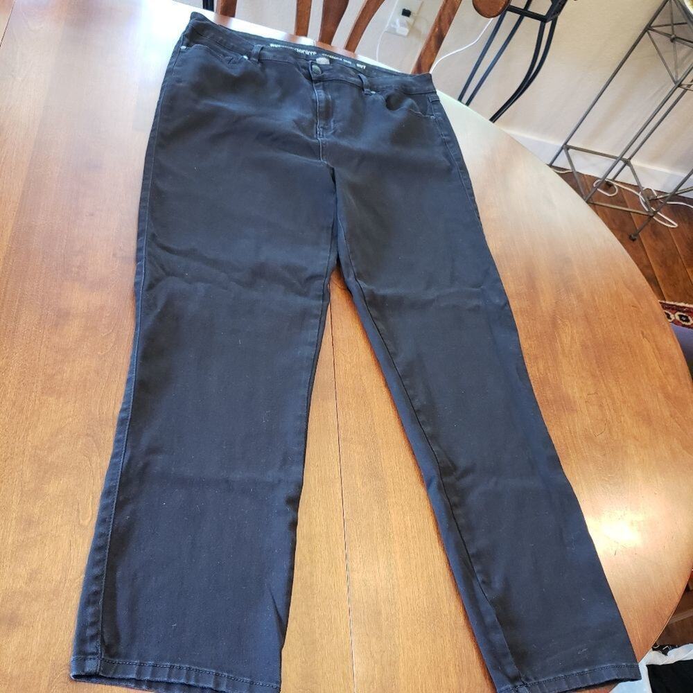 AVENUE DENIM black stretch straight leg jeans 20 Tall